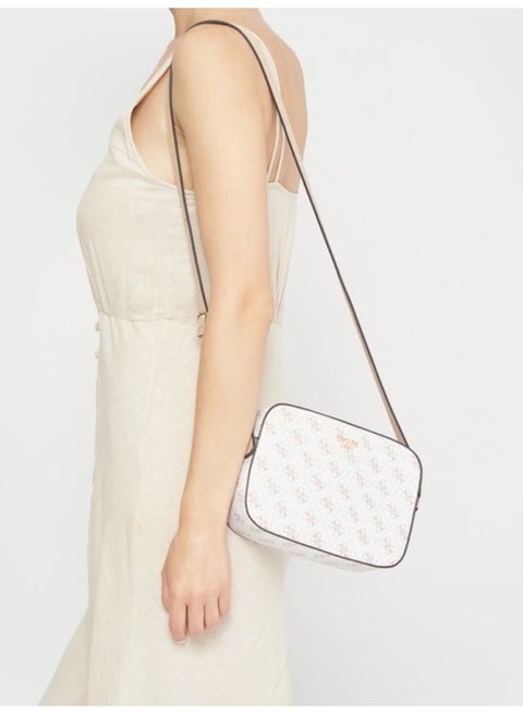 GUESS Kamryn Women’s Cross-Body Bag – white bag with a beige logoColor, 4G Logo, Adjustable Strap #14