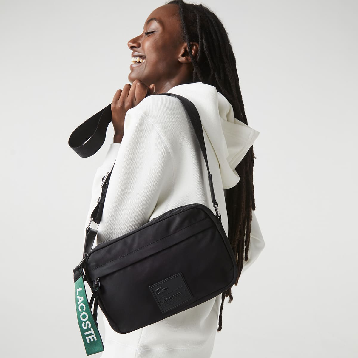 Lacoste Unisex Black Matte Messenger Bag #7