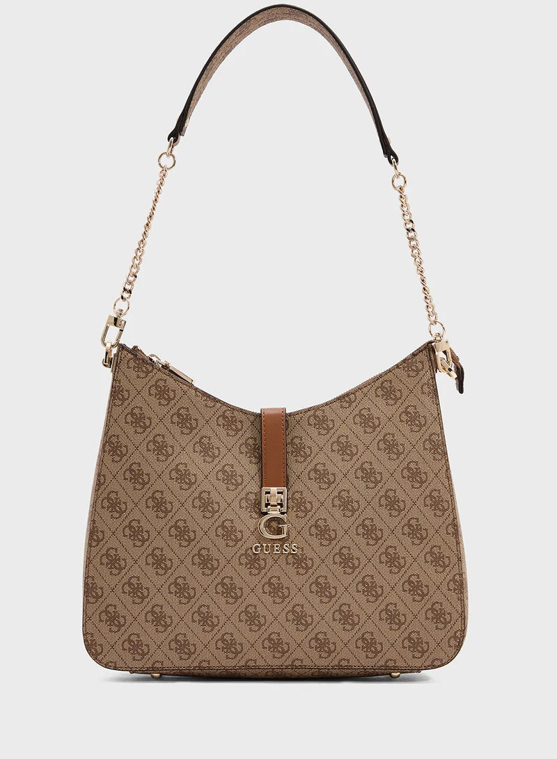Guess Logo Monogram Hobo Bag – Sand & Latte #166