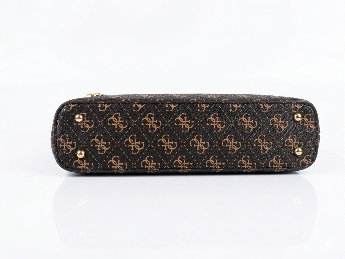 Guess Signature Brown Monogram Shoulder Bag #175