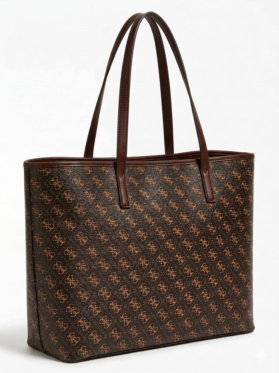 Guess Signature Monogram 3-in-1 Tote Bag - Chocolate Brown #185