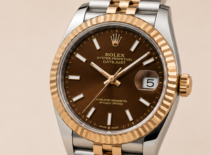 Luxury Rolex Datejust Elegant Two-Tone Gold & Silver Edition with Chocolate Brown Dial Rolex-w.03