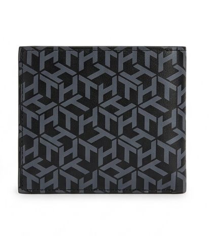 Tommy Hilfiger Men's Monogram Geometric Wallet - Black & Grey #74