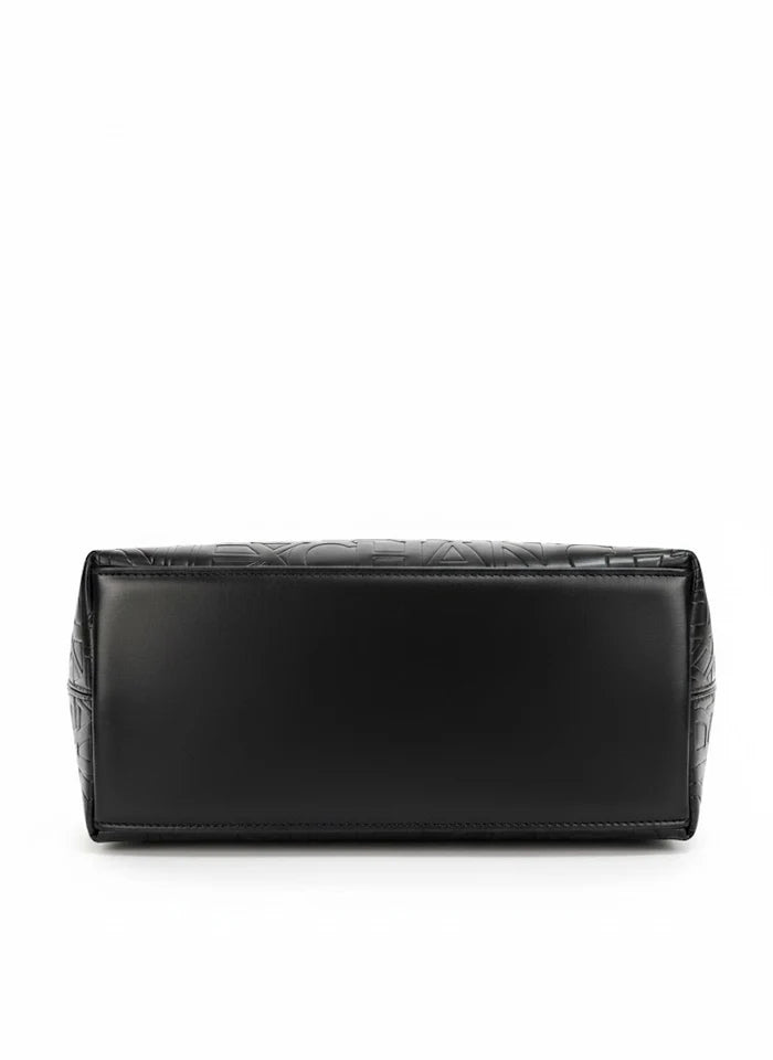 A|X Armani Exchange Black Embossed Logo Tote Bag – Sophisticated Style, All-Day Versatility #7
