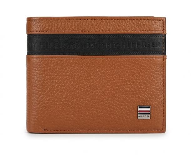 Tommy Hilfiger Men's Grained Leather Wallet - Brown & Black #69