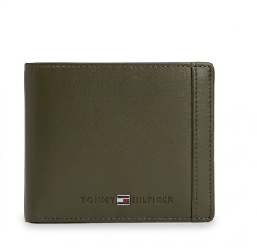 Tommy Hilfiger Men's Leather Bi-fold Wallet - Olive Green #68