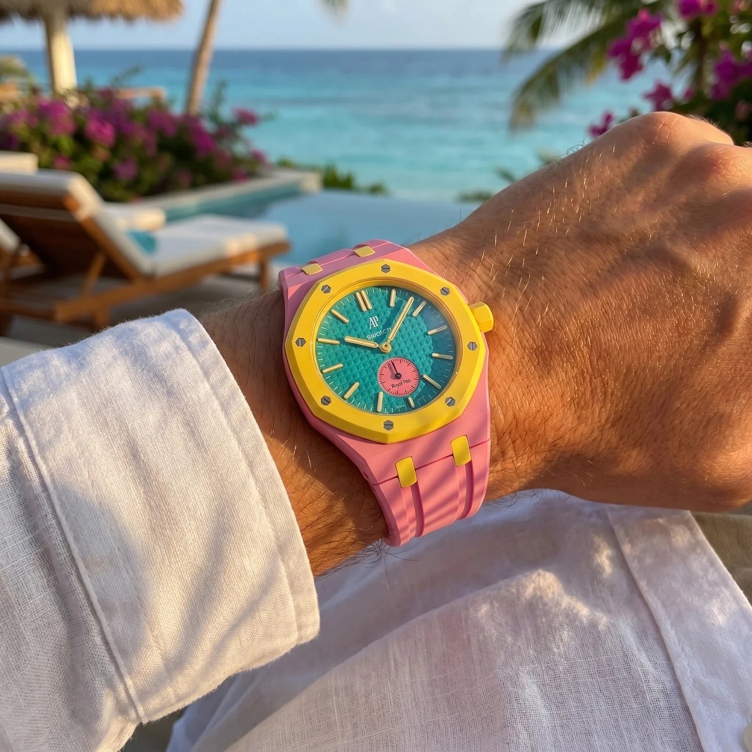 Huit Blanc Swatch x AP Royal Pop Automatic Watch & Strap