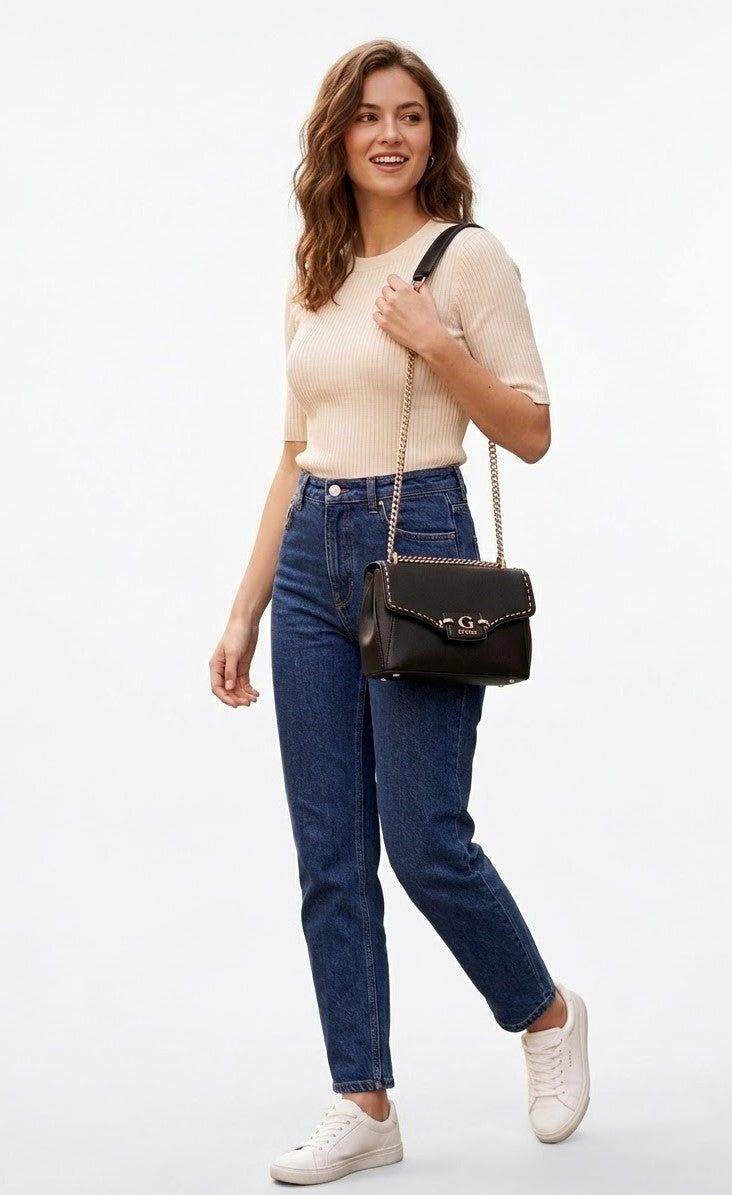 Guess Classic Black Flap Crossbody Bag #16
