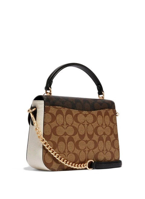 Coach Marlie Top Handle Satchel – Blocked Signature Canvas, Brown #31