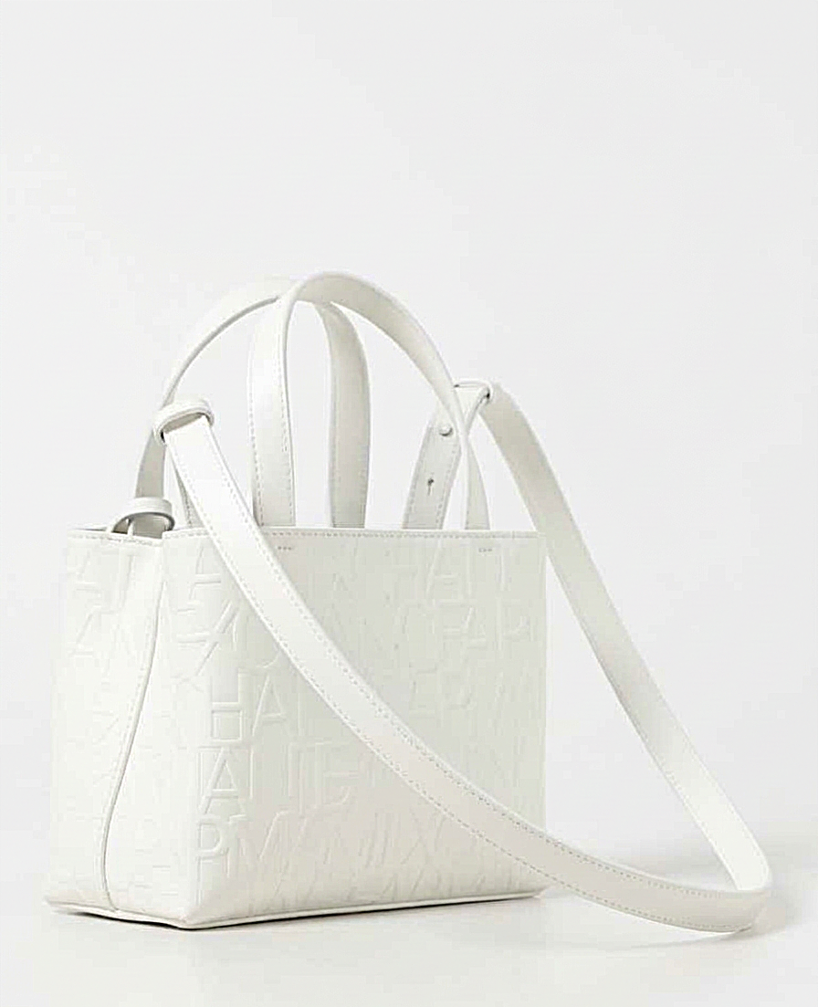 A|X Armani Exchange Medium Tote Bag – White Embossed Logo Design, Sleek Modern Style #1