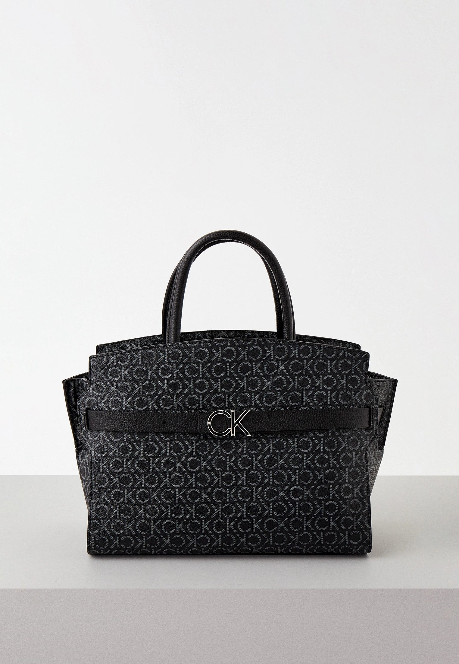 Calvin Klein Monogram Satchel - Sleek Charcoal Grey #17