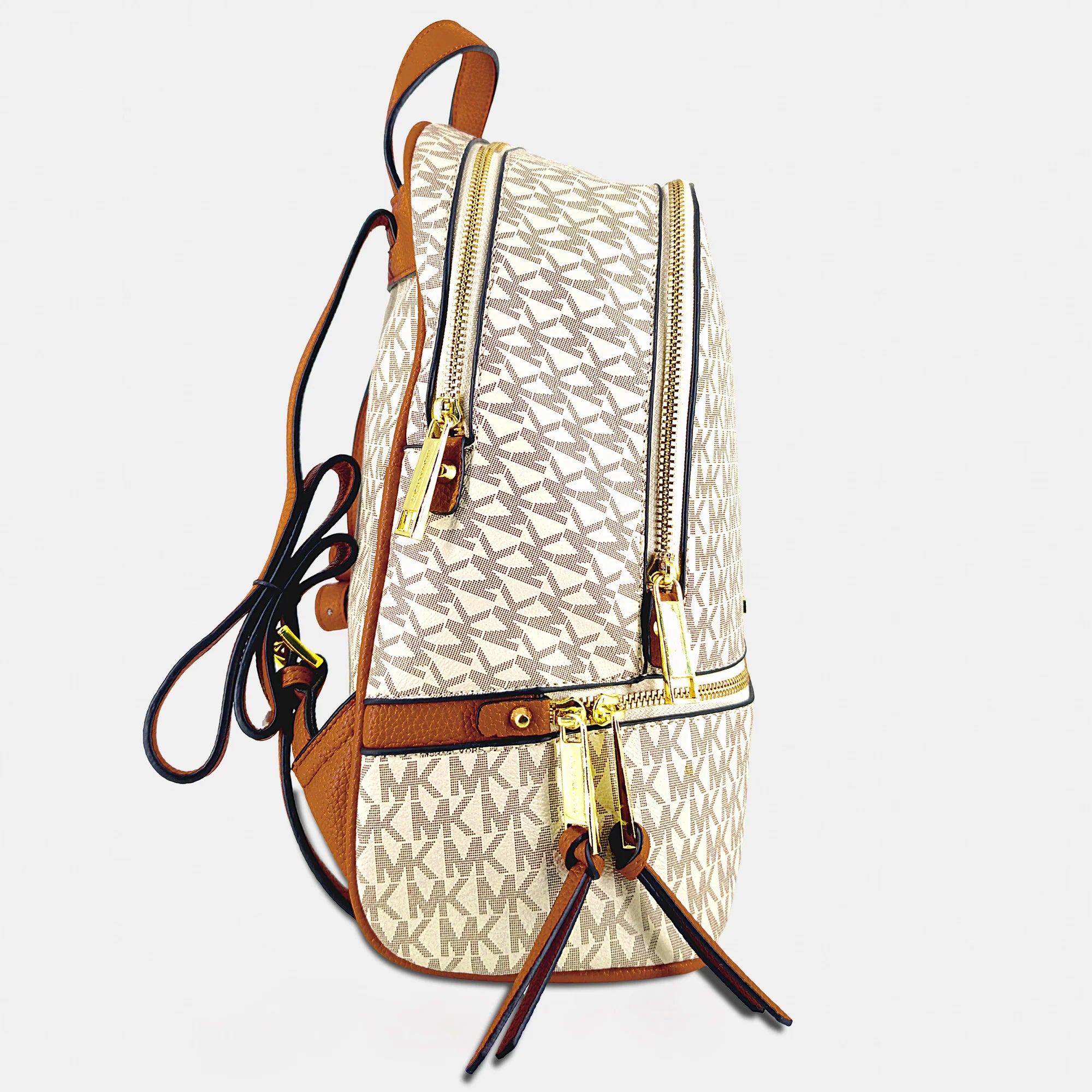 backpack featuring the classic MK signature monogram print in a rich chocolate brown #14