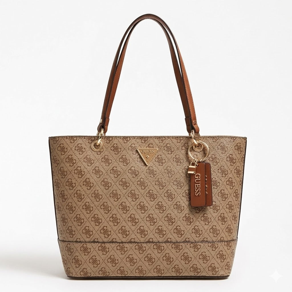 Guess Latte Brown Monogram Tote Bag #182