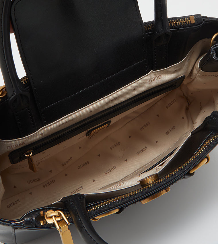 Elegant Noir GUESS Handbag – Timeless Black & Gold #167