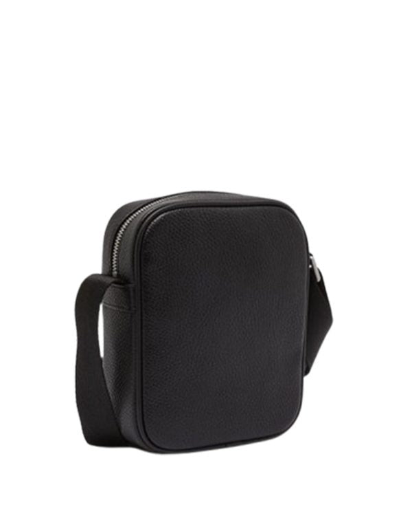 Tommy Hilfiger Polished Black Leather Reporter Bag for Men #48