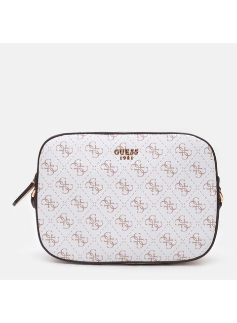 GUESS Kamryn Women’s Cross-Body Bag – white bag with a beige logoColor, 4G Logo, Adjustable Strap #14