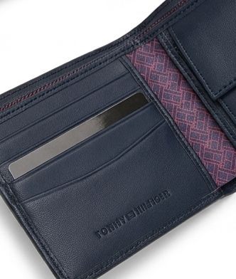 Tommy Hilfiger Men's Embossed Logo Wallet - Navy Blue #76