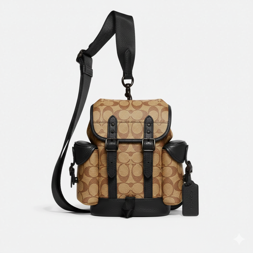 Add a touch of classic luxury to your wardrobe with the Coach Heritage Sling Bag – Unisex Design in Tan #211