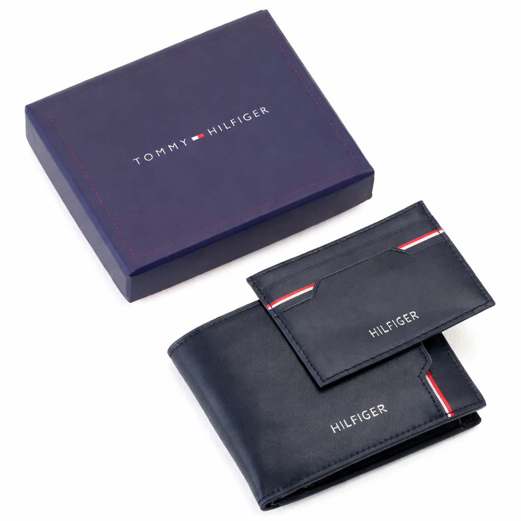 TH Men's Wallet & Card Holder Set Navy Blue #56