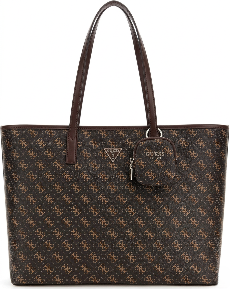 Guess Signature Monogram 3-in-1 Tote Bag - Chocolate Brown #185