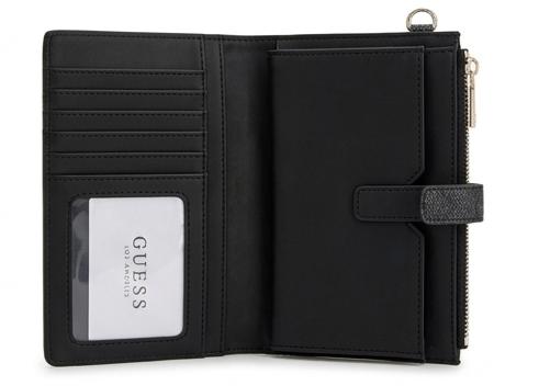 GUESS Women's Signature Logo Long Wallet - Black & Charcoal #9