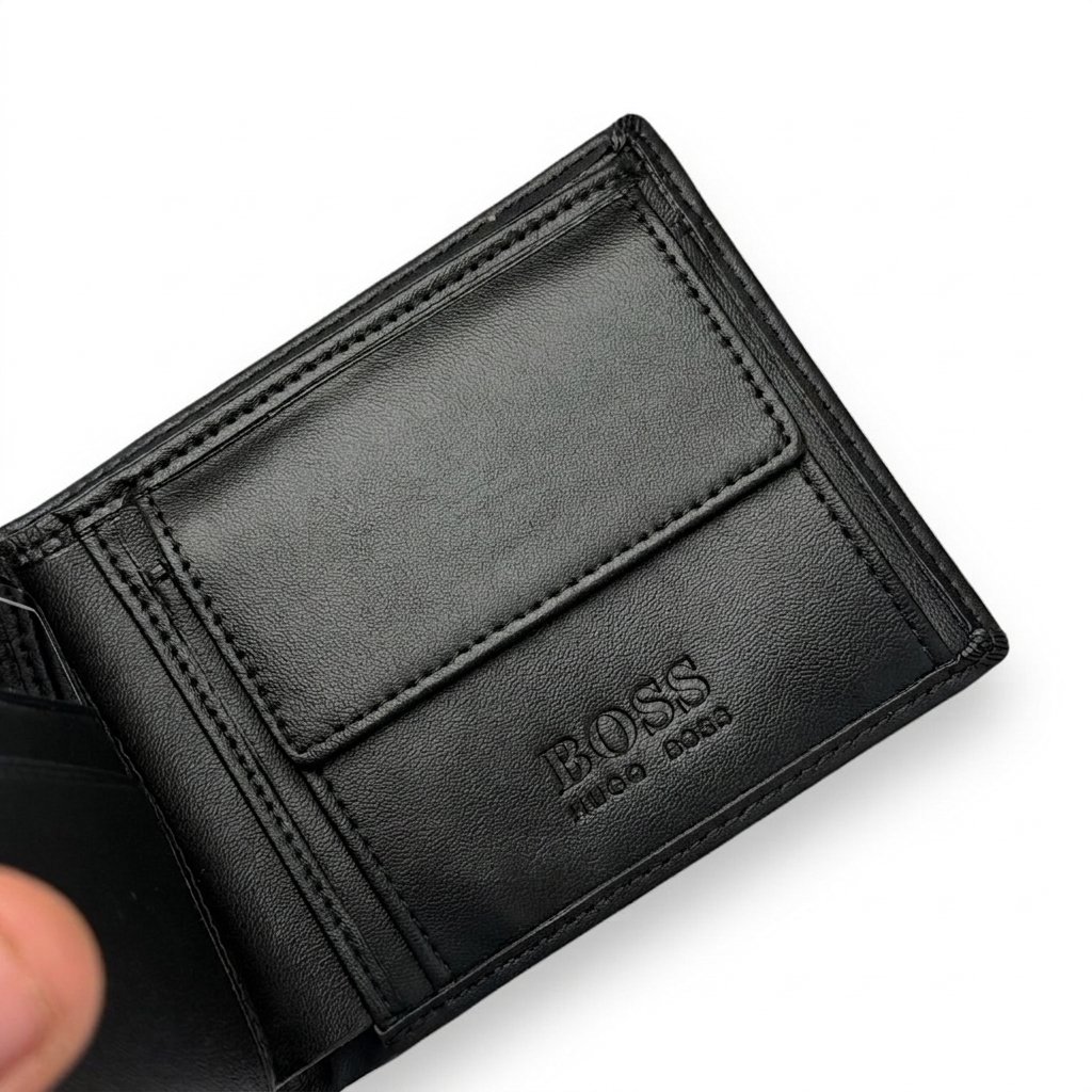 HUGO BOSS Men’s Leather Wallet & Card Holder Set - Black #04
