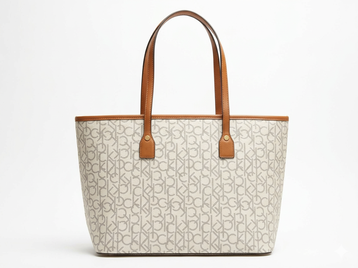Calvin Klein Monogram Tote Set - Chic Beige & Cognac #40