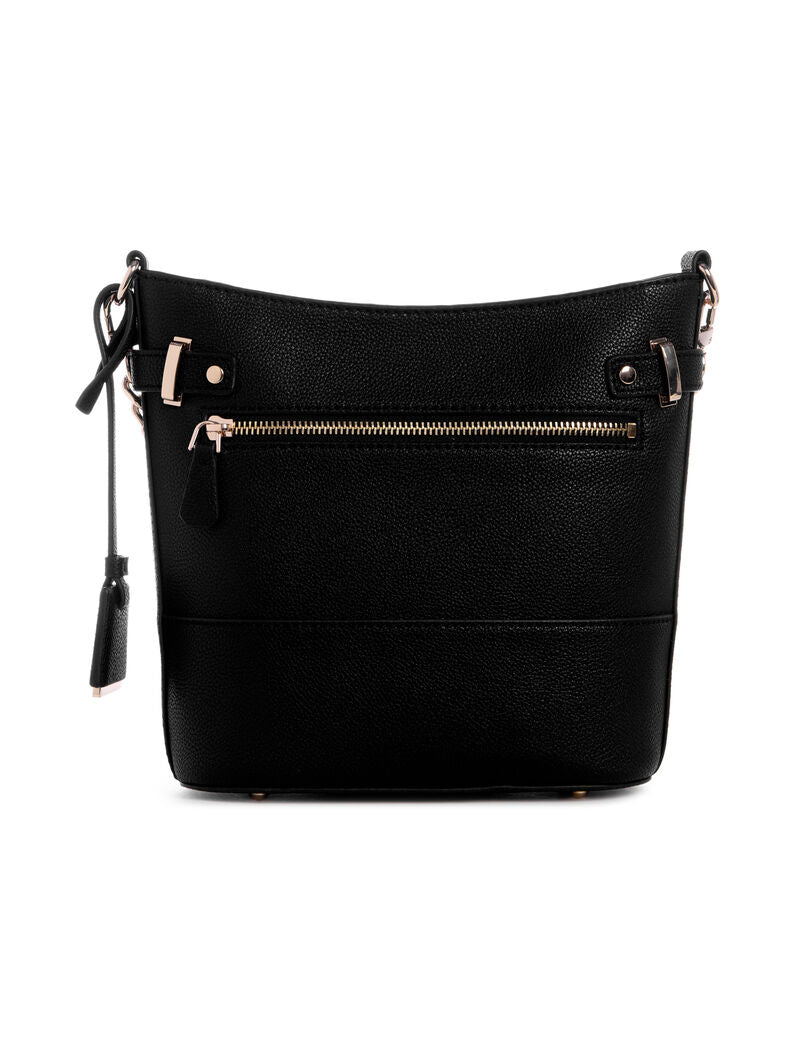 Guess Textured Faux-Leather Bucket Bag – Sleek Black #162