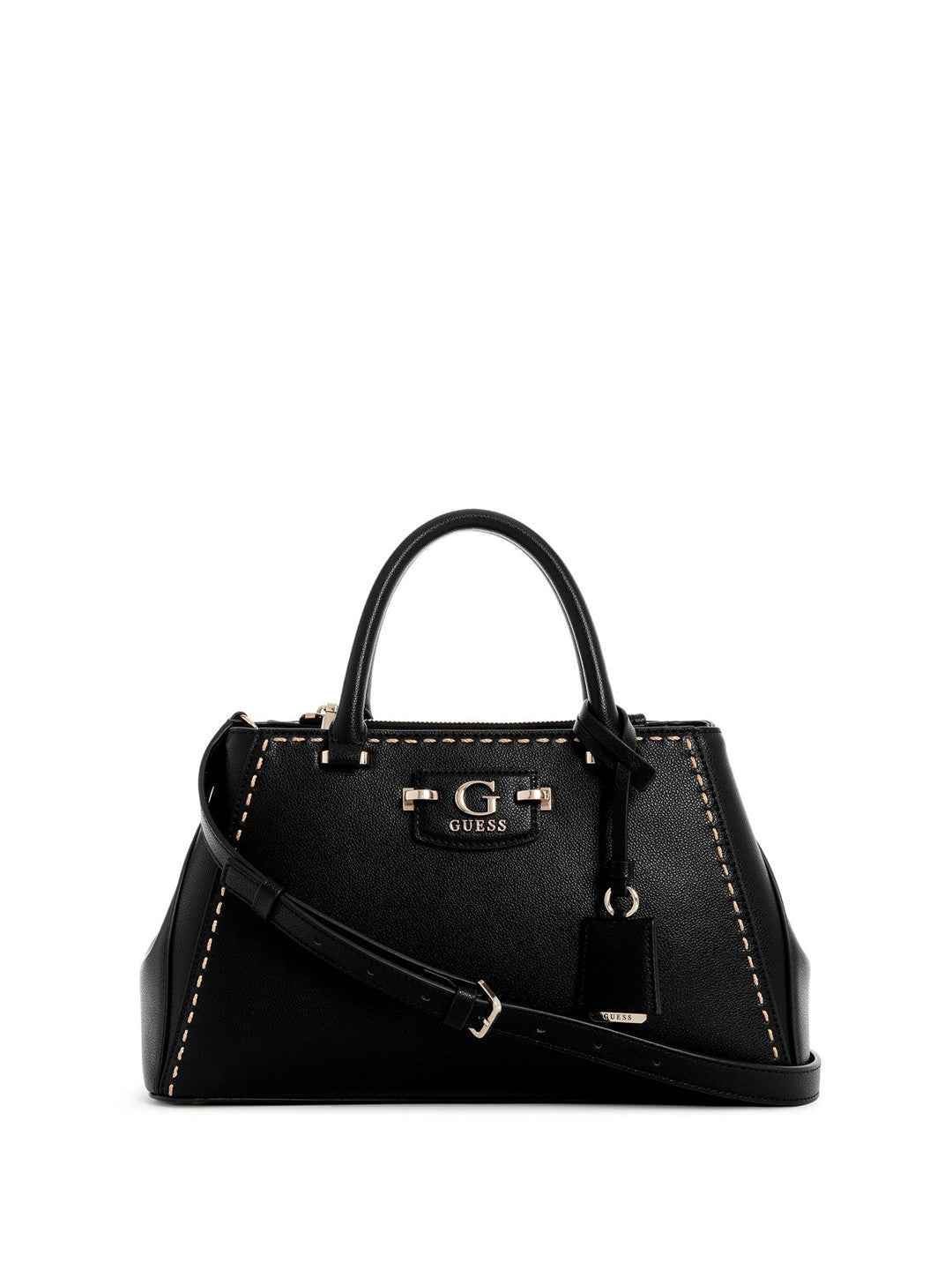 GUESS Structured Top Handle Satchel with Gold Stitching #27
