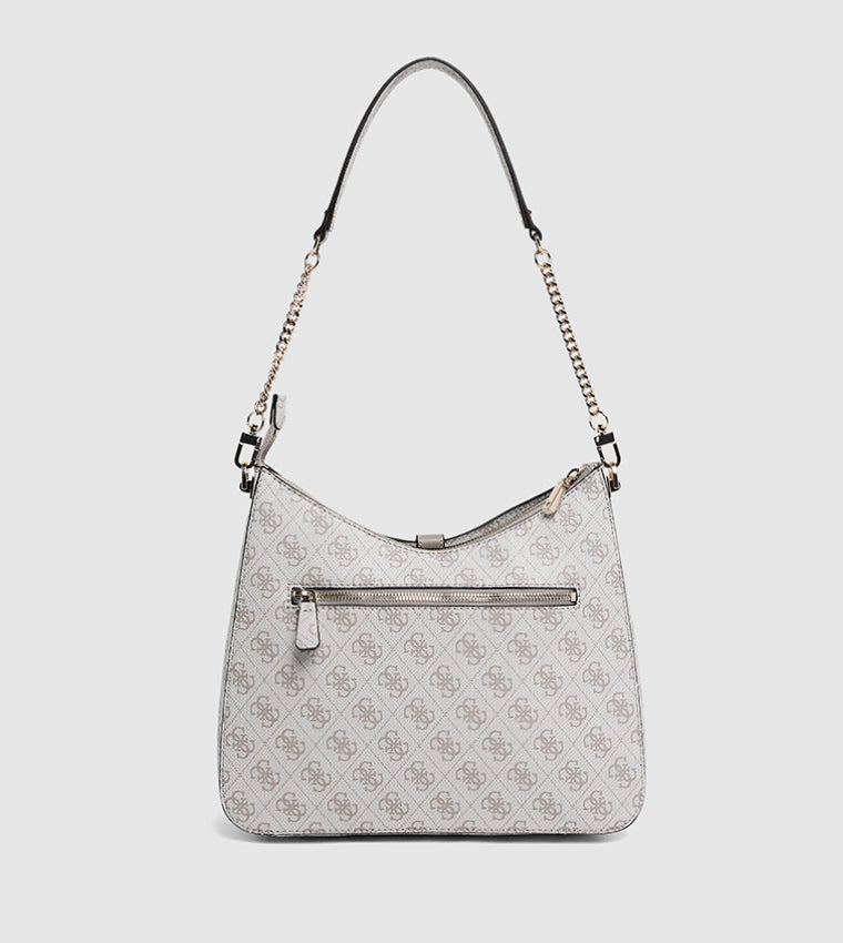 Guess Logo Monogram Hobo Bag – Stone White #33