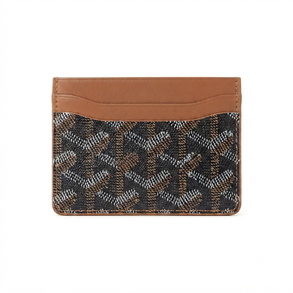 Goyard Saint-Sulpice Card Holder – Tan Leather & Goyardine Canvas