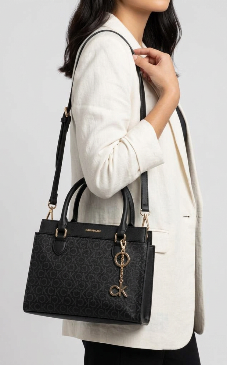 Calvin Klein Monogram Satchel - Classic Midnight Black #07