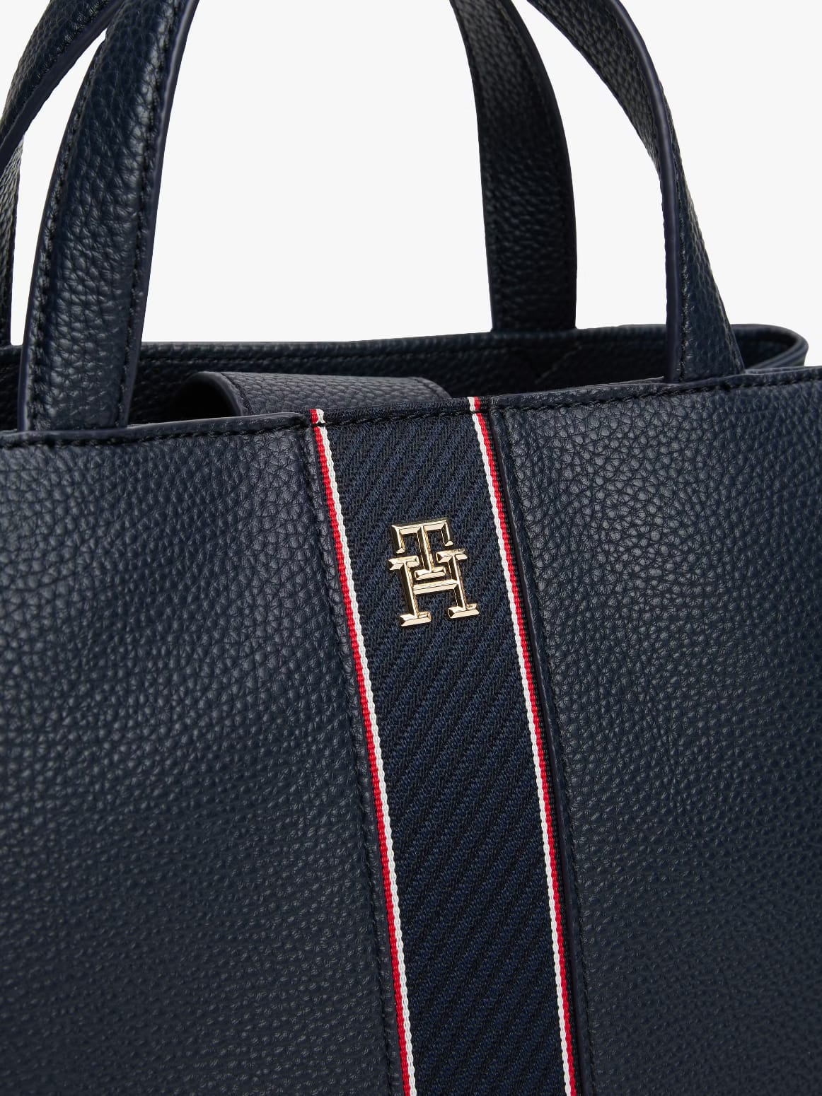 Tommy Hilfiger Signature Striped Satchel – Dark Navy #0043