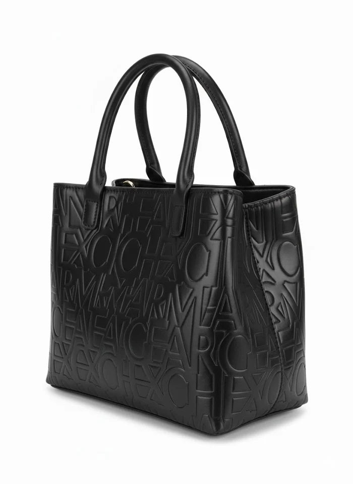 A|X Armani Exchange Black Embossed Logo Tote Bag – Sophisticated Style, All-Day Versatility #7