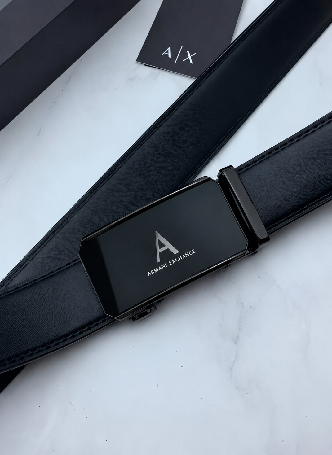 AX Black Leather Belt For Men #1