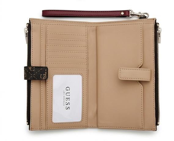 GUESS Women's Monogram Wristlet Wallet - Mocha Logo #7