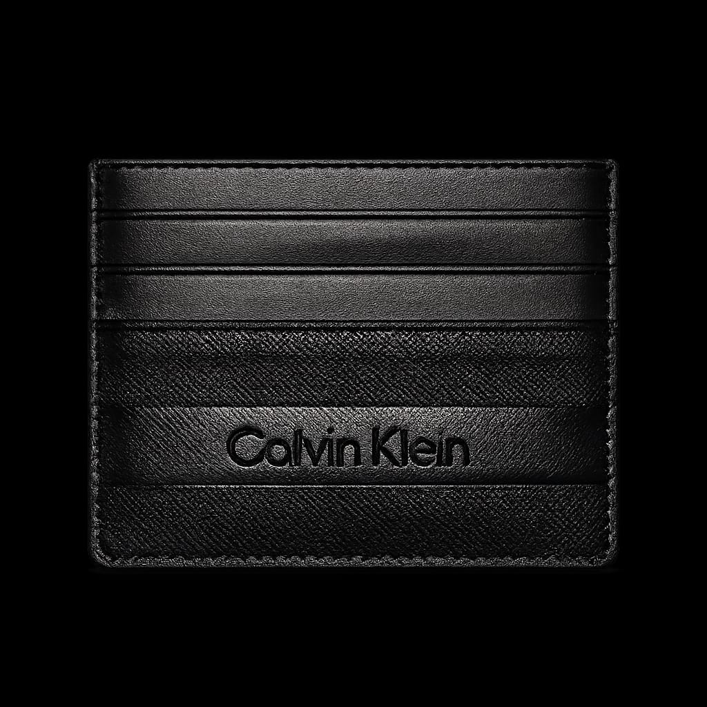 Calvin Klein Textured Leather Card Holder - Modern Logo