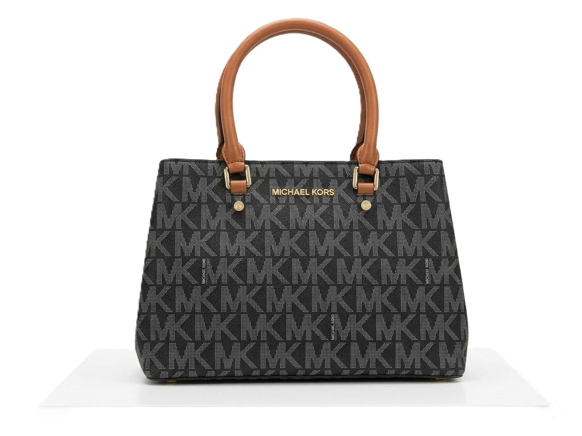 Michael Kors – Signature Monogram Satchel in Black & Acorn #25