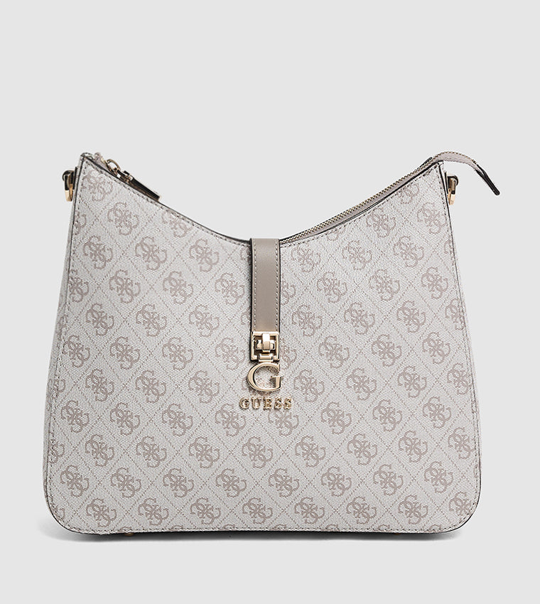 Guess Logo Monogram Hobo Bag – Stone White #164