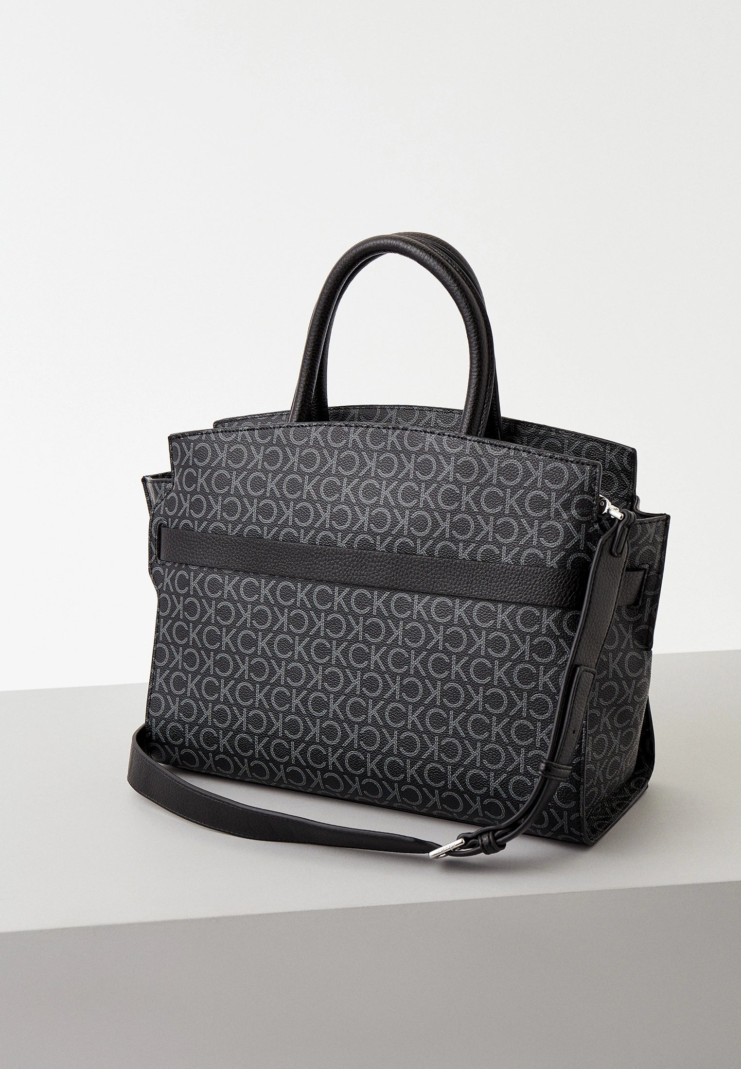 Calvin Klein Monogram Satchel - Sleek Charcoal Grey #17