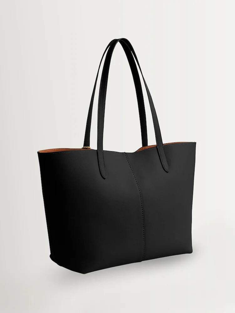 COACH Polished Pebble Leather Tote - Chalk Black #17