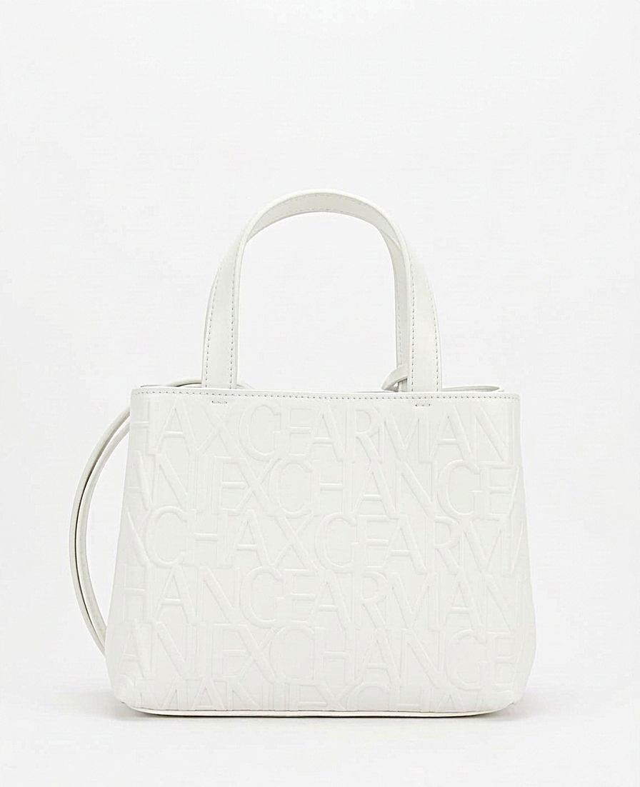 A|X Armani Exchange Medium Tote Bag – White Embossed Logo Design, Sleek Modern Style #1