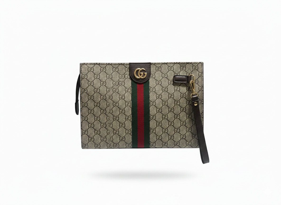 GUCCI GG Supreme Canvas Wristlet Pouch – Classic Monogram #1