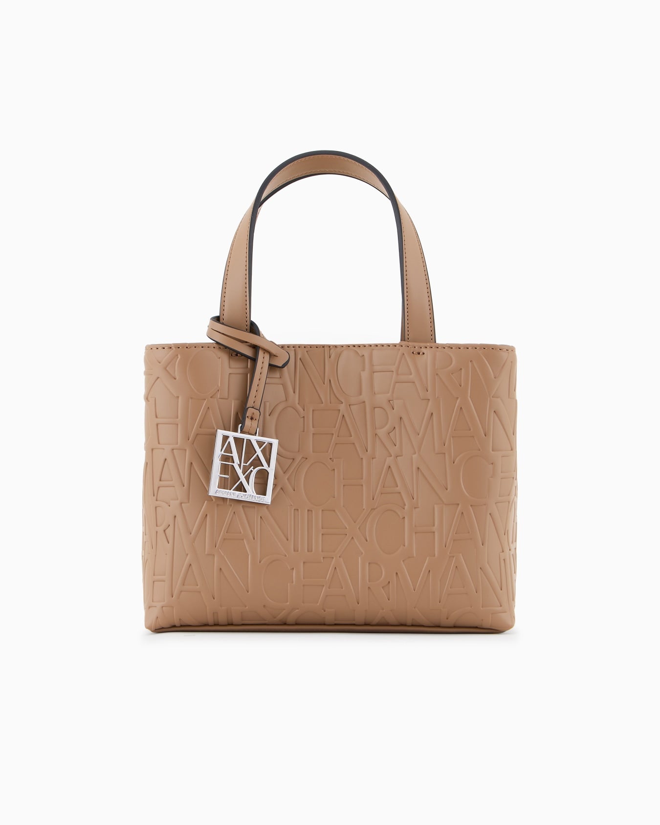 A|X Armani Exchange Medium Tote – Beige Embossed Logo Elegant #11
