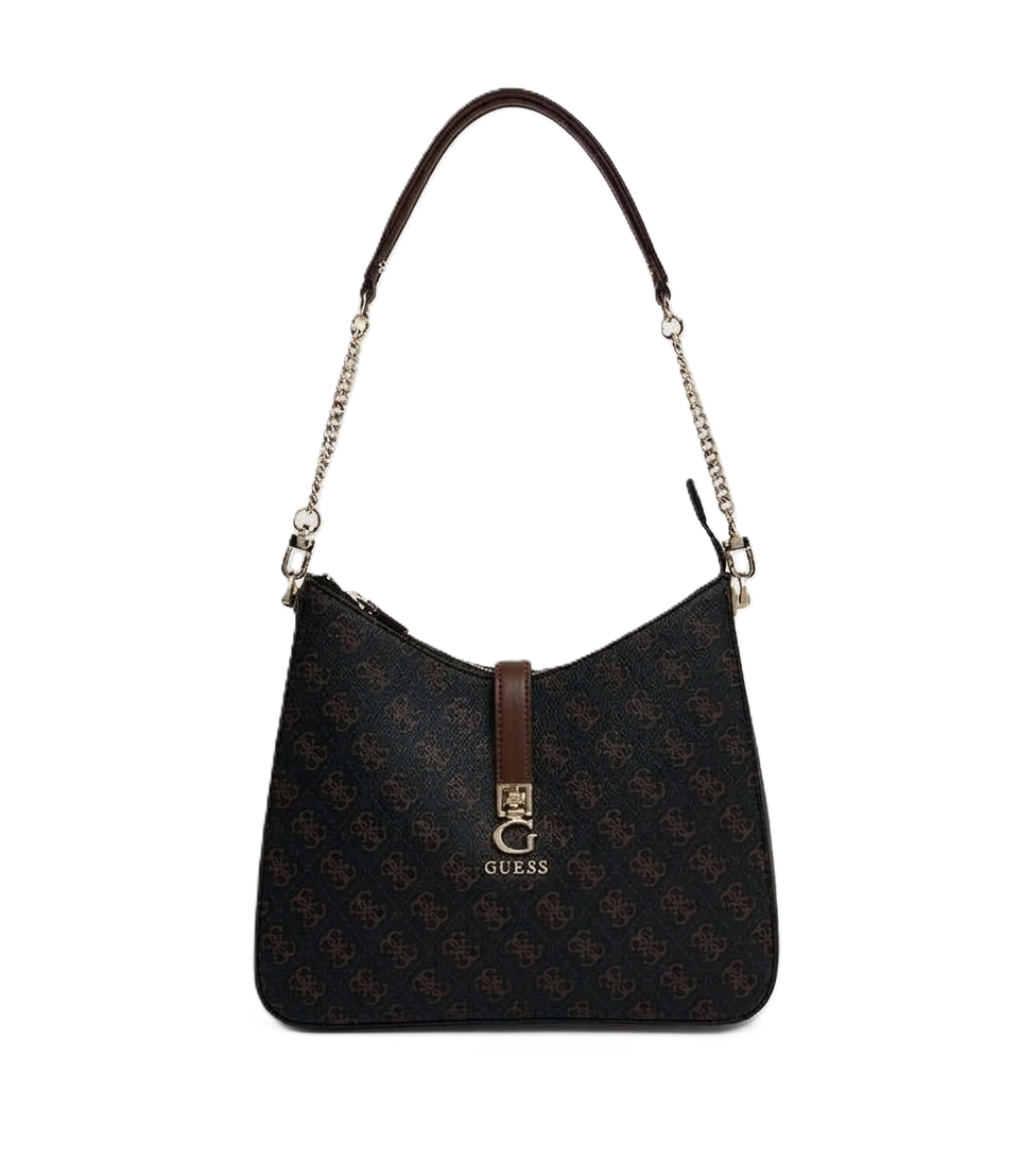 Guess Logo Monogram Hobo Bag – Espresso & Bronze #34