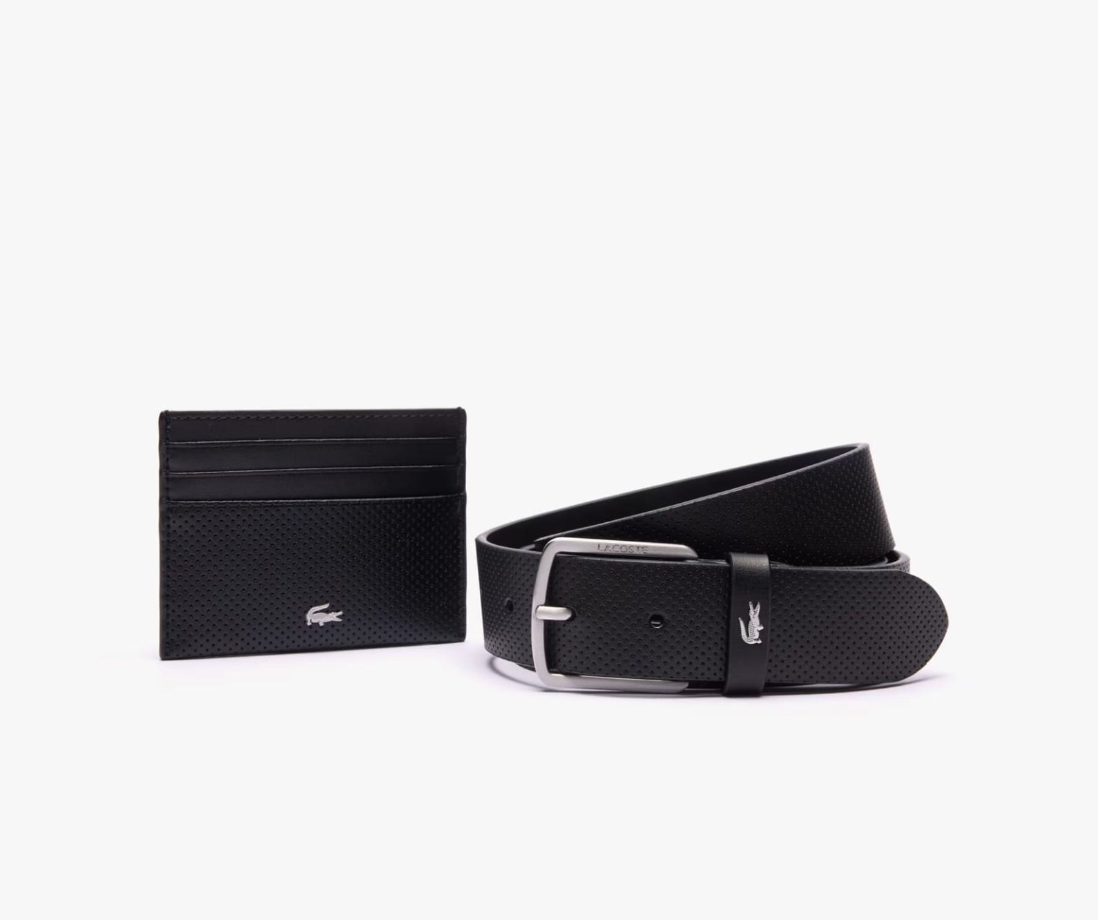 LC Black Leather Wallet-Belt Set For Men #01