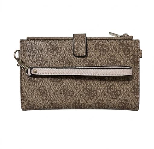 GUESS Women's Clutch Wallet - Beige & Charcoal Logo #8