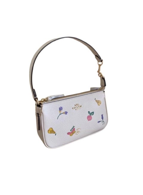 Coach Nolita 19 Leather Wristlet Handbag with Daisy Embroidery – White #37
