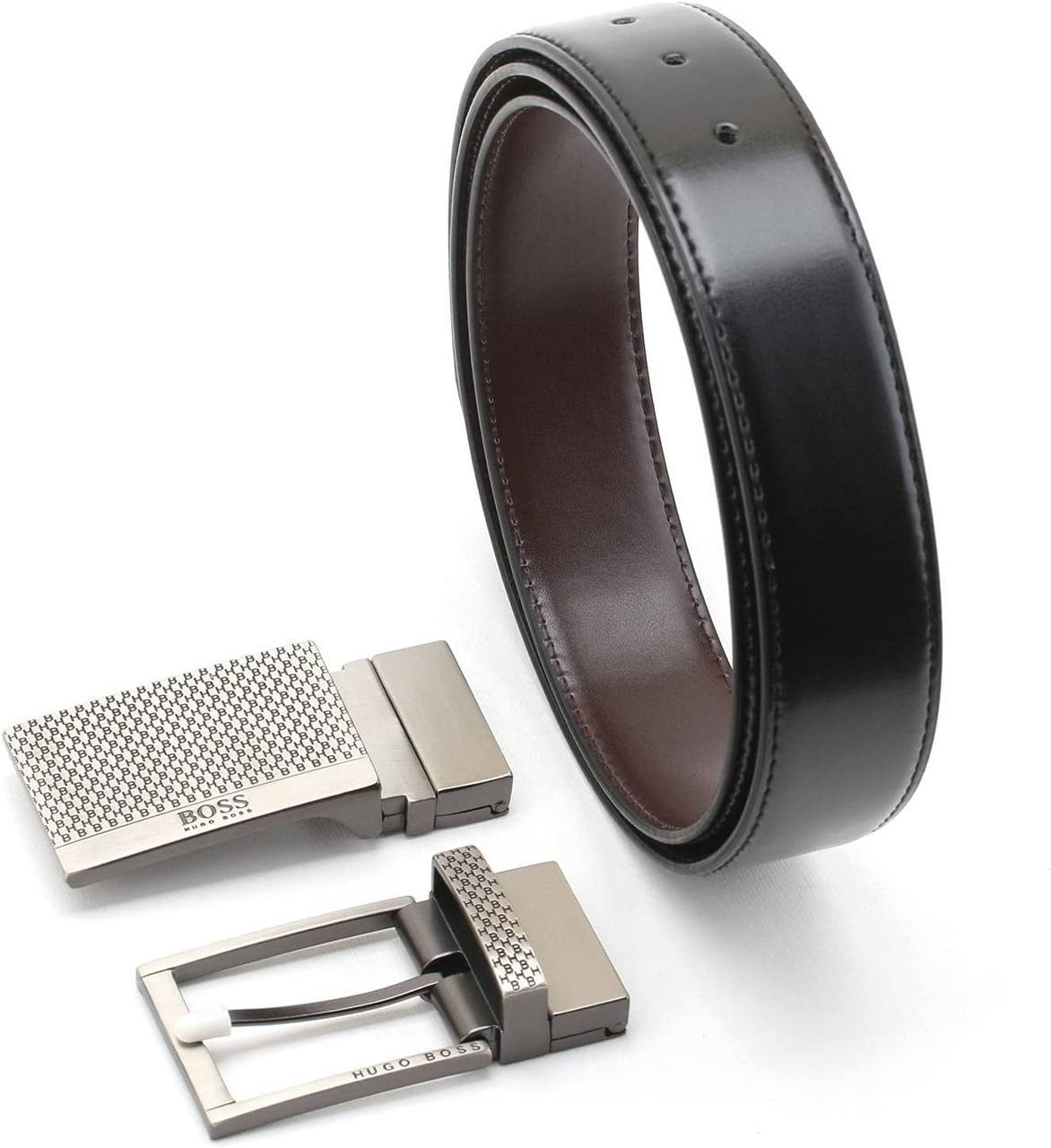 Hugo Boss Men’s Leather Belt  Set | 2-Interchangeable Buckles #1