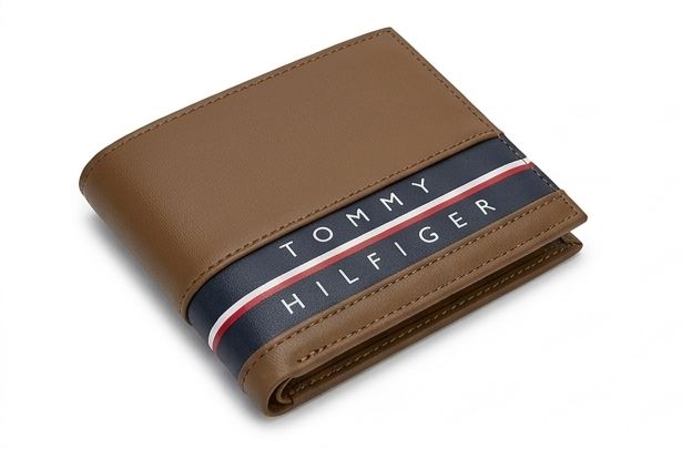 Tommy Hilfiger Tan Brown Leather Men's Wallet #64